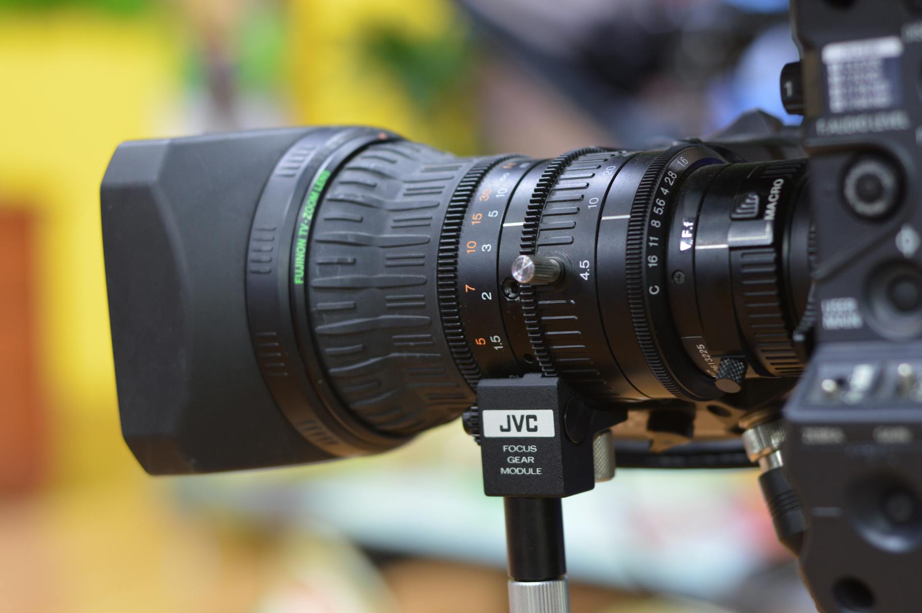 Camera lens closeup for professional cinematography