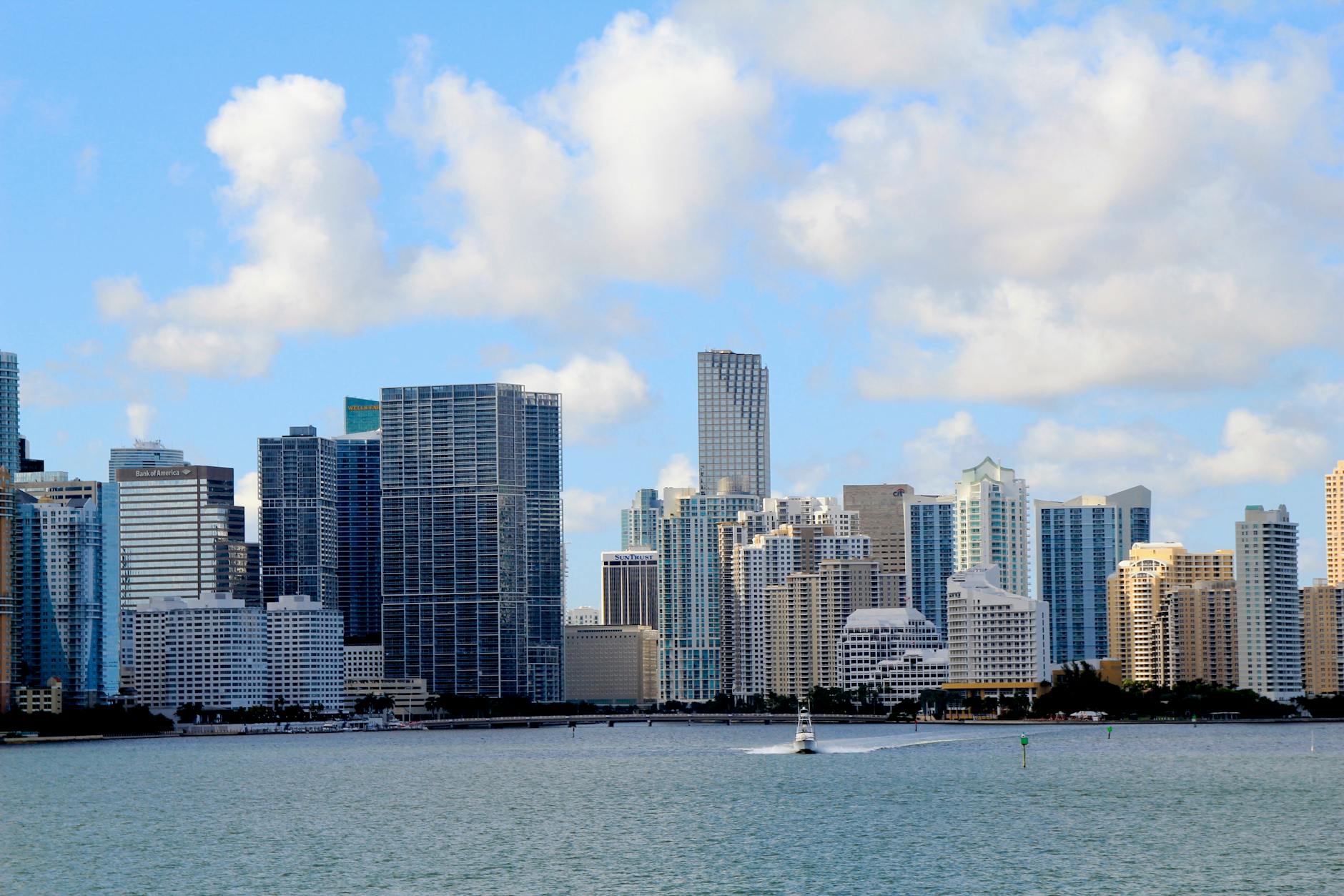 Miami city skyline at golden hour for location scouting